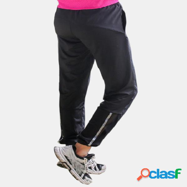 Active Contrast Color Stitching High Waisted Pants in Black