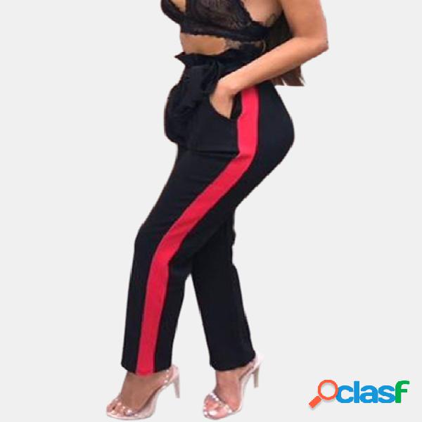 Active Contrast Color Stretch Waistband Sports Pants in