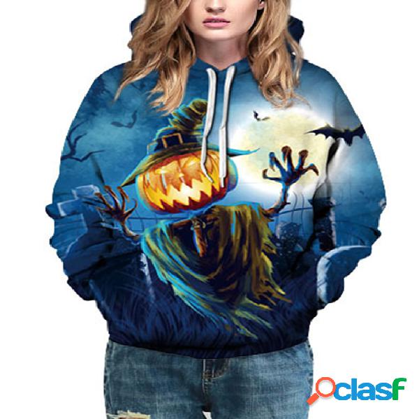 Active Halloween Couples Mounted Sports Hoodies in Blue