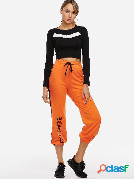 Active Letter Pattern Drawstring Waist Sports Pants in