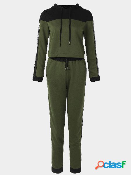 Active Net Yarn Hooded Design Tracksuit in Green
