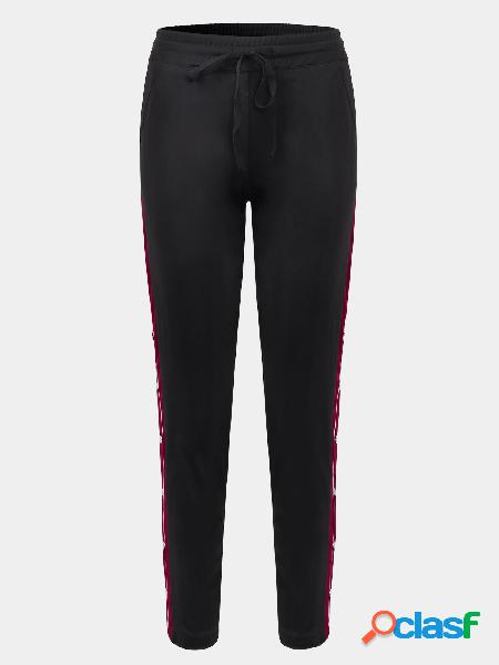 Active Stitching Side Button Design High Waisted Pants in