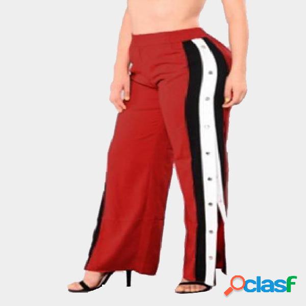 Active Wide Leg Deep Side Slit Design High Waist Sport Pants