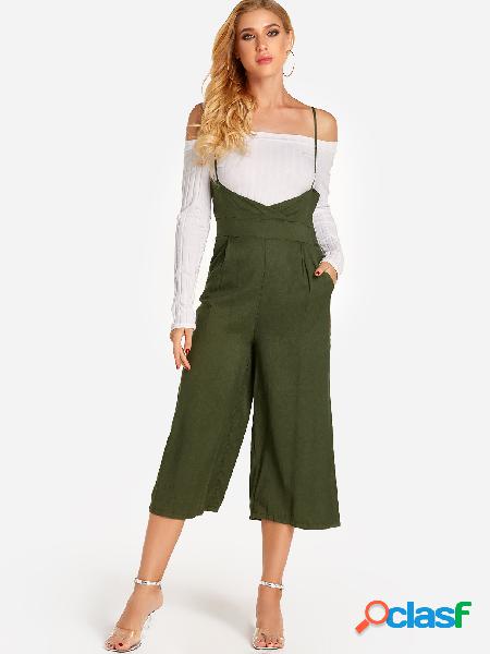 Army Green Side Pockets Jumpsuit