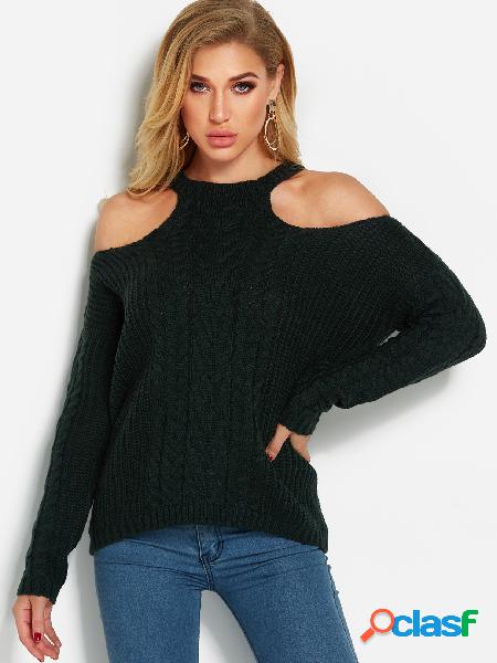 Atrovirens Cold Shoulder Long Sleeves Sweater