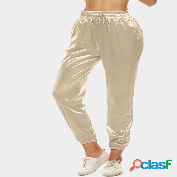 Beige Cropped Trousers with Self-tie Waist