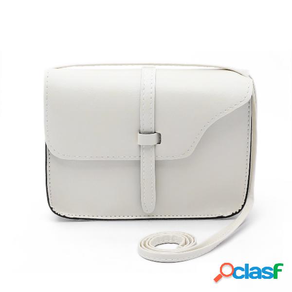 Beige PU Leather Plain Design Crossbody Bags