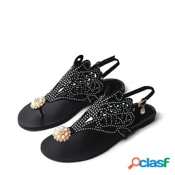 Black Bat Jewelry Embellished Flat Sandals