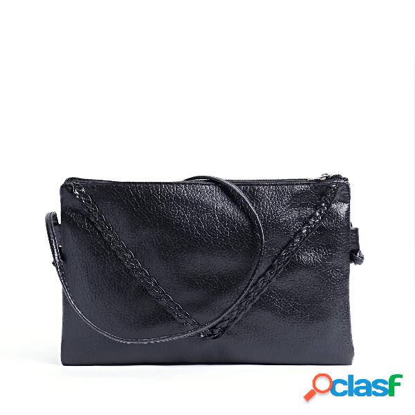 Black Braided Design Clutch Bags