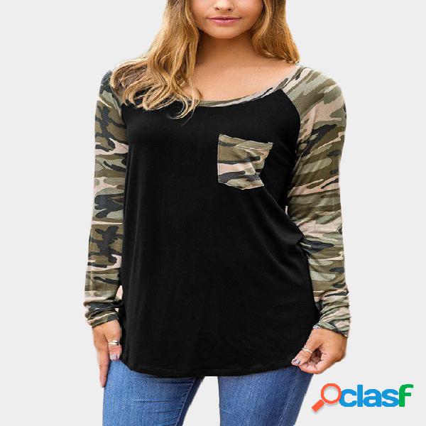Black Camouflage Round Neck T-shirt