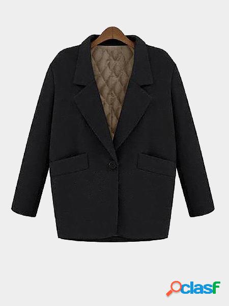 Black Casual Lapel Collar Coat