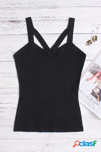 Black Cut Out V-neck Cami