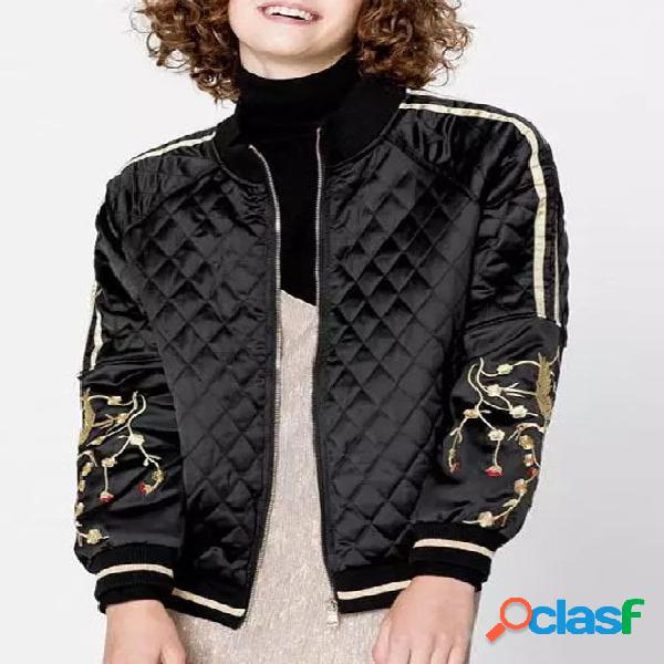 Black Diamond Quilted Embroidery Pattern Sleeves Jacket