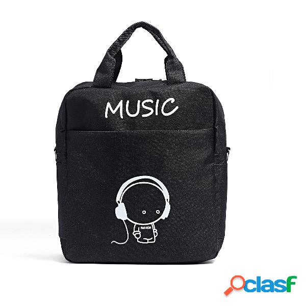 Black Fashion Printed Canvas Backpack