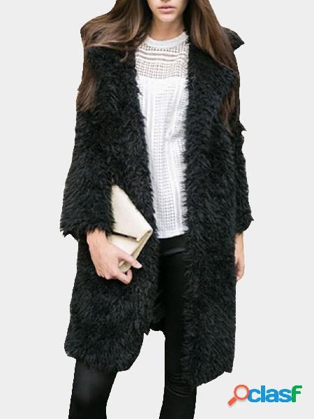 Black Fluffy Longline Coat