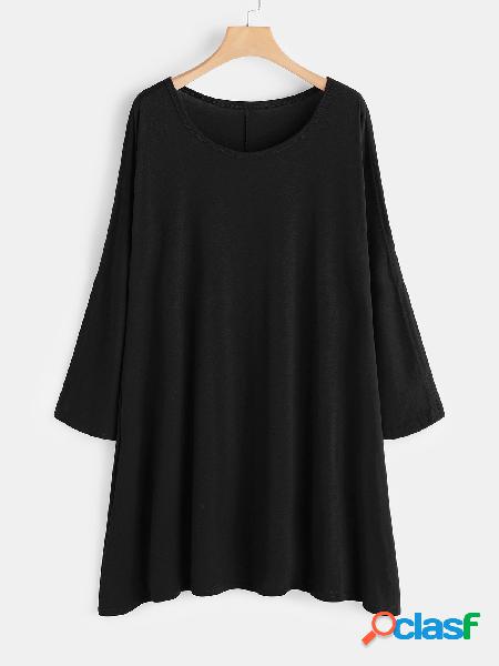 Black Hollow Design Round Neck Long Sleeves Midi Dress