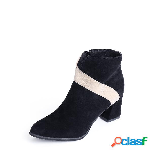 Black Stitching Side Zip Design Ankle Boots