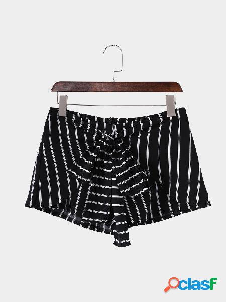 Black Stripe Pattern Bow Tie Front Shorts