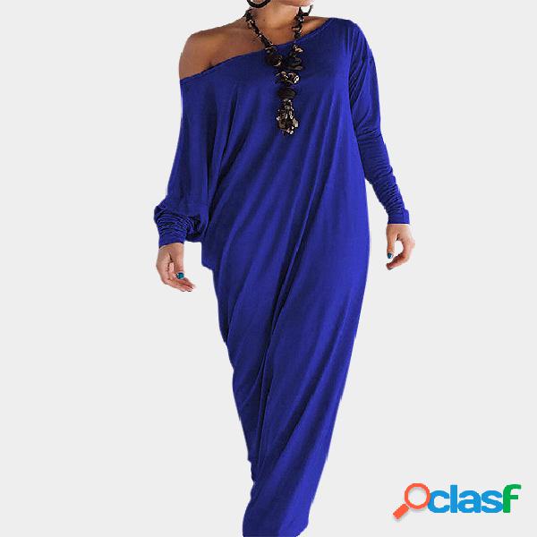 Blue Pleated Side Split Long Sleeve Dress
