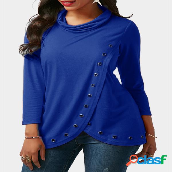 Blue Slit Design Long Sleeves Sweatshirt