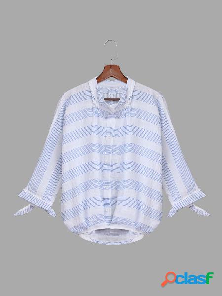 Blue Stripe Pattern Shirt In Sweet design