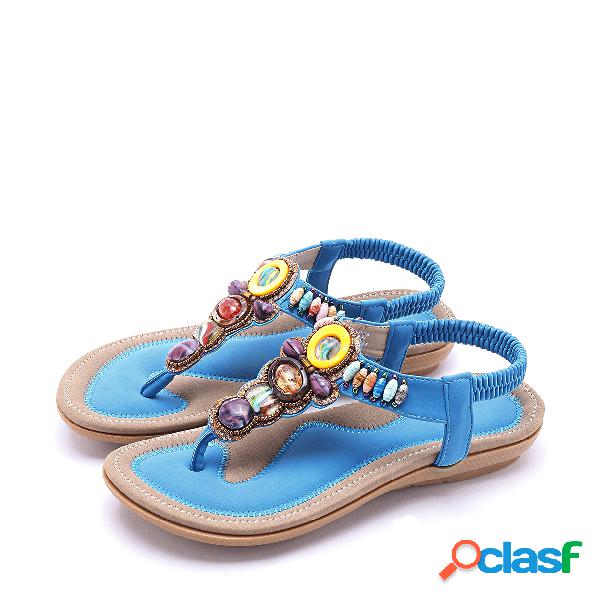 Boho style Jewelled Design Sandals in Blue