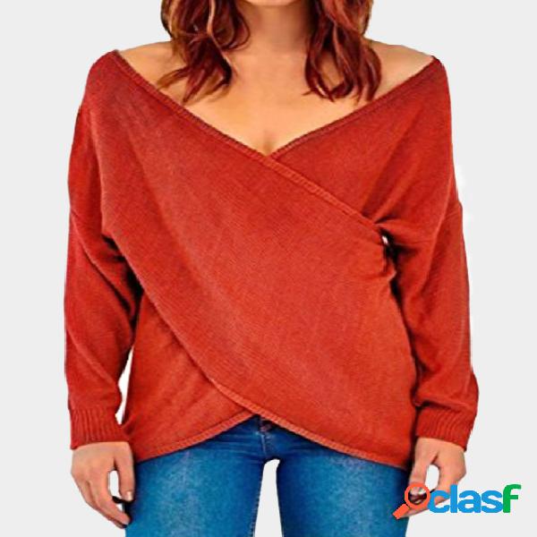 Burgundy Knitting Crossover Dolman Sleeve Sweaters