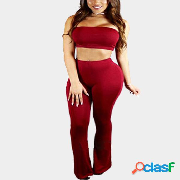 Burgundy Tube Top and Trumpet Trousers Co-ord