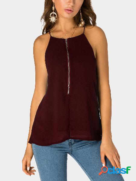 Burgundy V-neck Two Layers at Front Cami