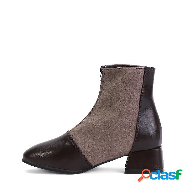 Color Block Zipper Design Boots
