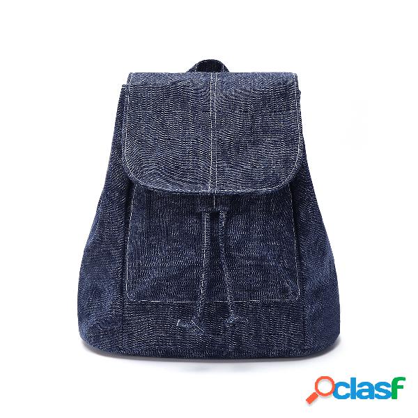 Dark Blue Plain Design Drawstring Backpack