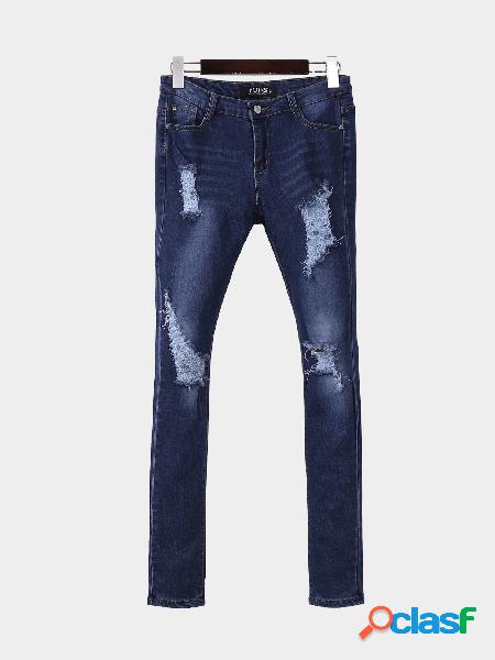 Fashion Skinny Shredded Ripped Jeans