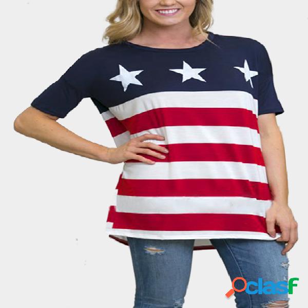 Flag Print Stripe Pattern T-shirt
