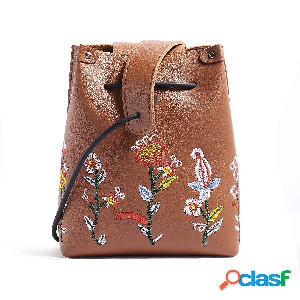 Floral Embroidery Crossbody Bags in Brown