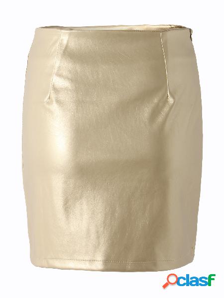 Gold High Waist PU Skirts