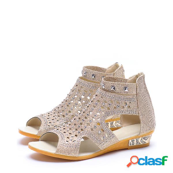 Gold Peep Toe Jewelled Design Sandals