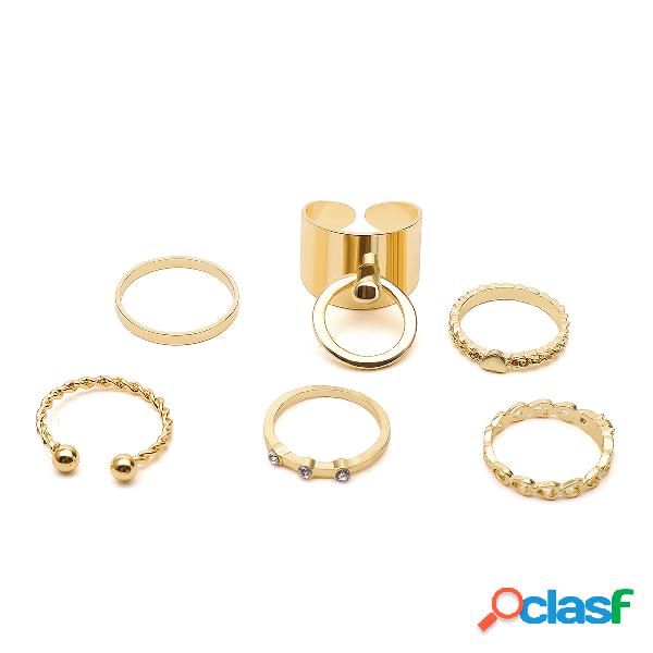 Gold Rhinestone Embellishment Ring Set