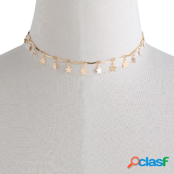 Gold Star Detail Choker Necklace