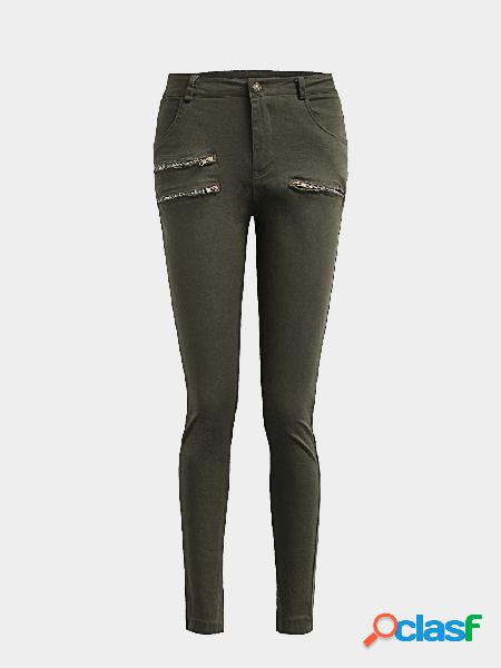 Green Casual High-waisted Ripped Bodycon fit Trousers