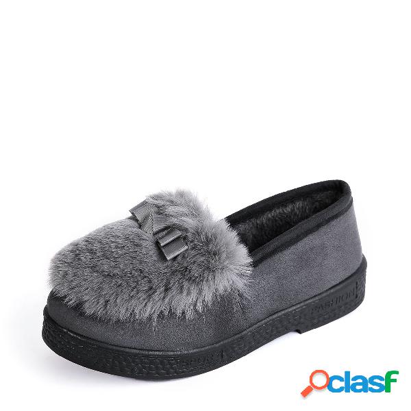 Grey Fur Lined Slip-on Casual Shoes