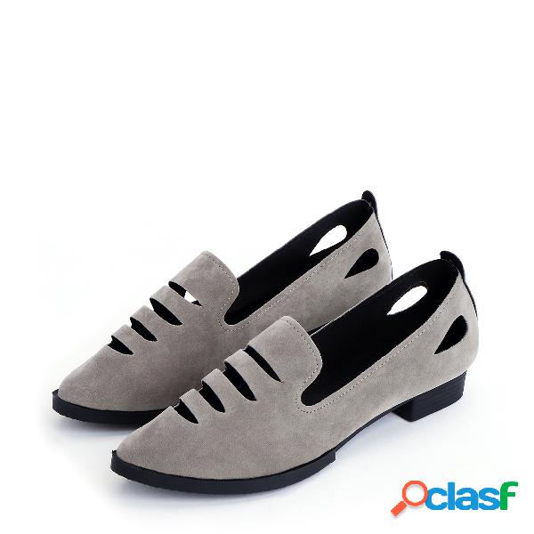 Grey Hollow Design Pointed Toe Frosted Flats