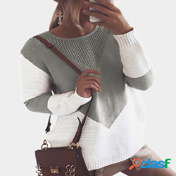 Grey Knitting Patchwork Sweaters with Hollow Out Design