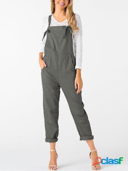 Grey Square Neck Sleeveless Overall Outfits