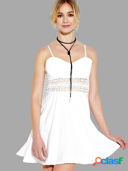 Hollow Out Cami Mini Dress in White