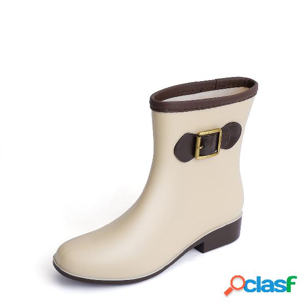 Khaki PVC Waterproof Antiskid Warm Boots