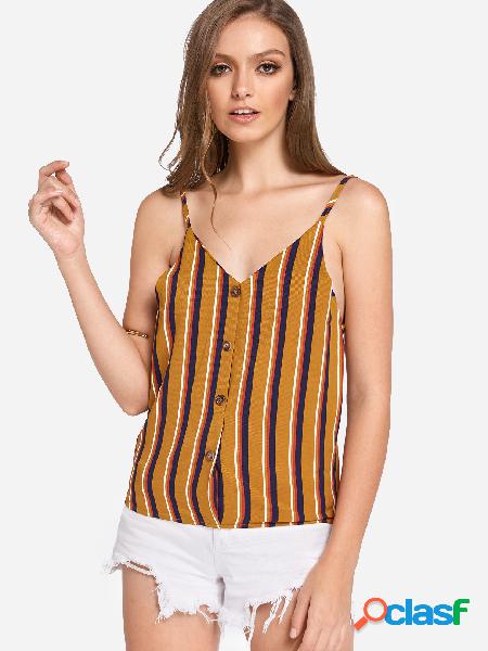 Multi Backless Design Stripe V-neck Sleeveless Camis