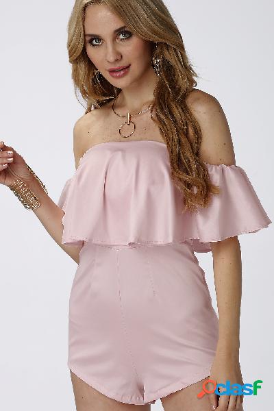 Off Shoulder Layered Playsuit with Zip Back