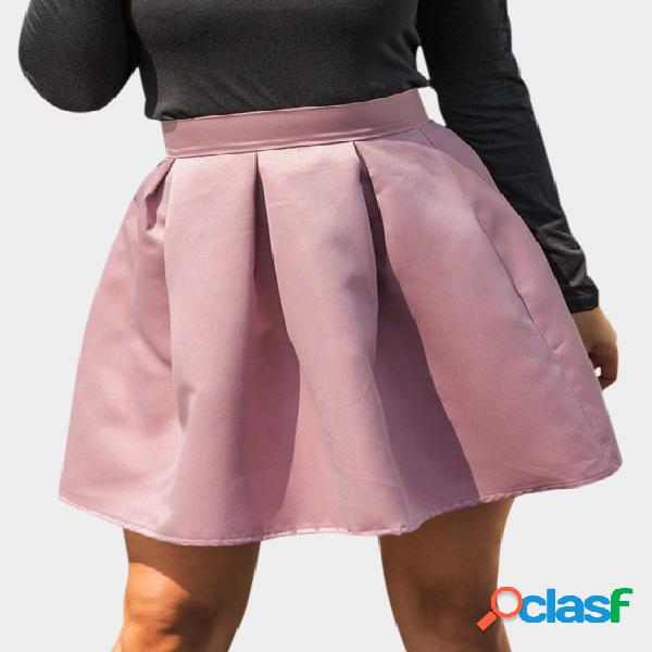 Pink Cute High-waisted Leather Mini Skirt