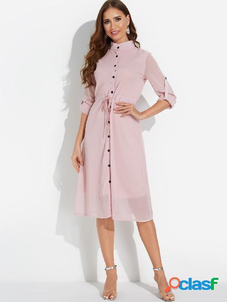 Pink Mauve Button-down Midi Dress
