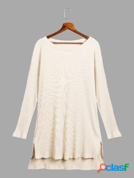 Pullover Split Detail Pure Mini Sweater Dress